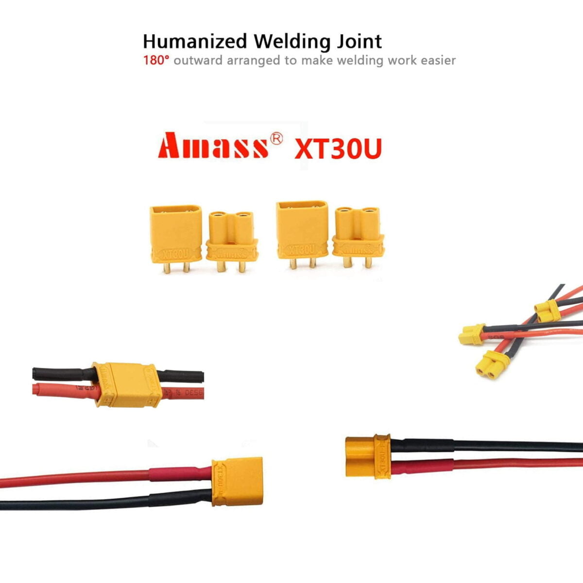 Amass 10Pairs XT30U (XT30 Upgrade) Connector Male to Female Bullet with Heat Shrink for RC Lipo BatteryESCPDBRC Models