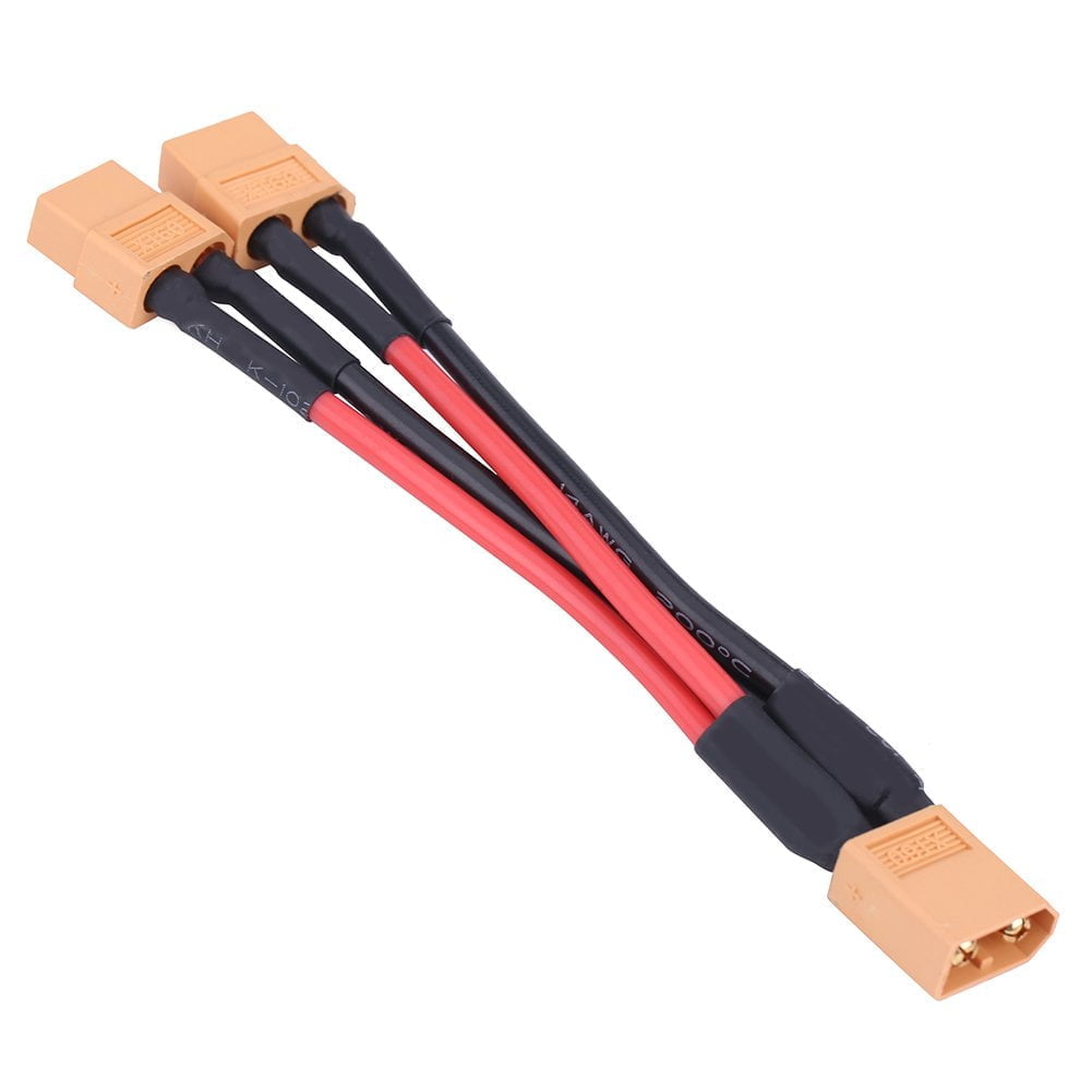 XT60 Lithium Battery Parallel Cable, 2 Types Parallel Battery Connector Adapter Cable 14AWG for RC Batteries(1 Male to 2 Female)